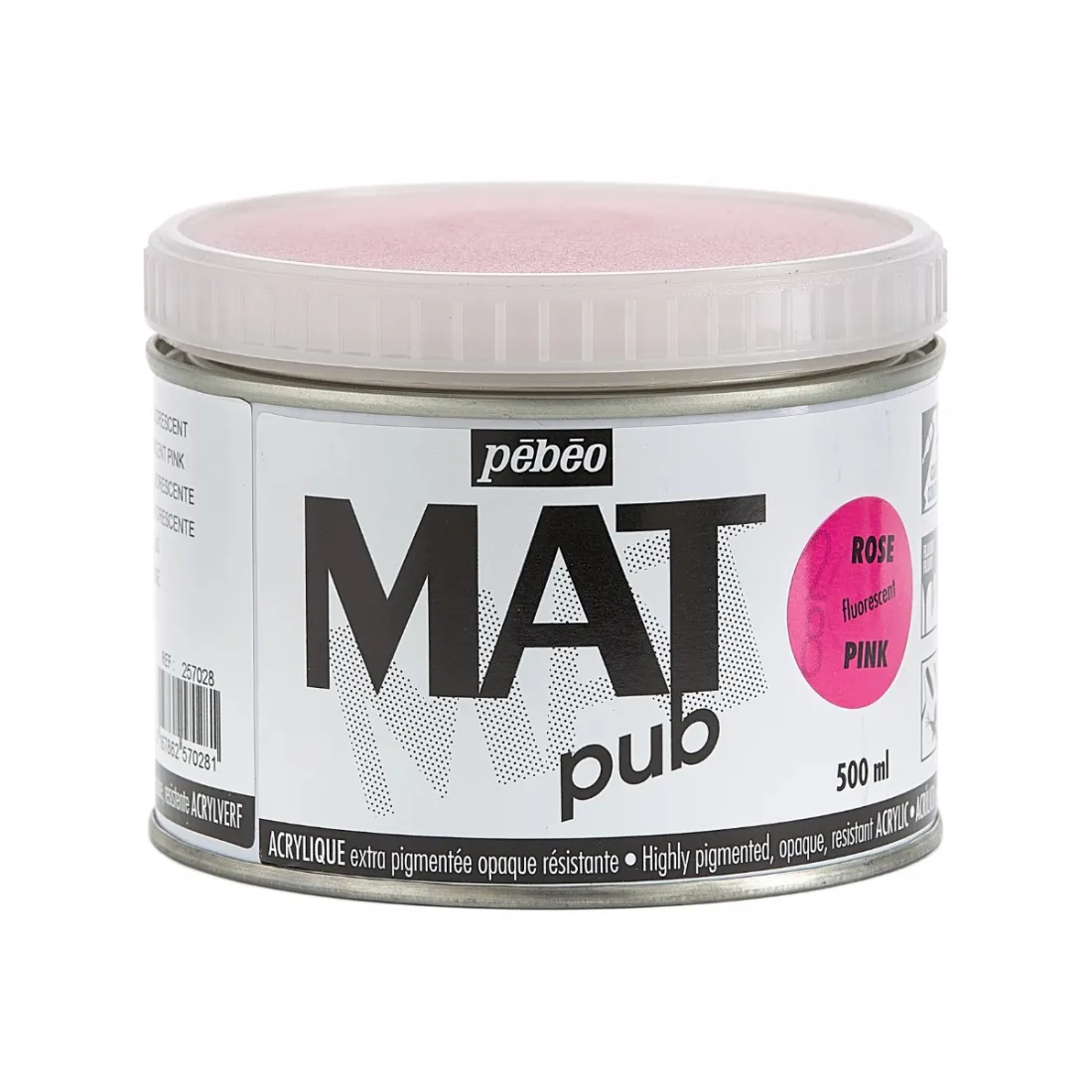 أكريليك بيبيو مات بوب 500 مل وردي فسفوري