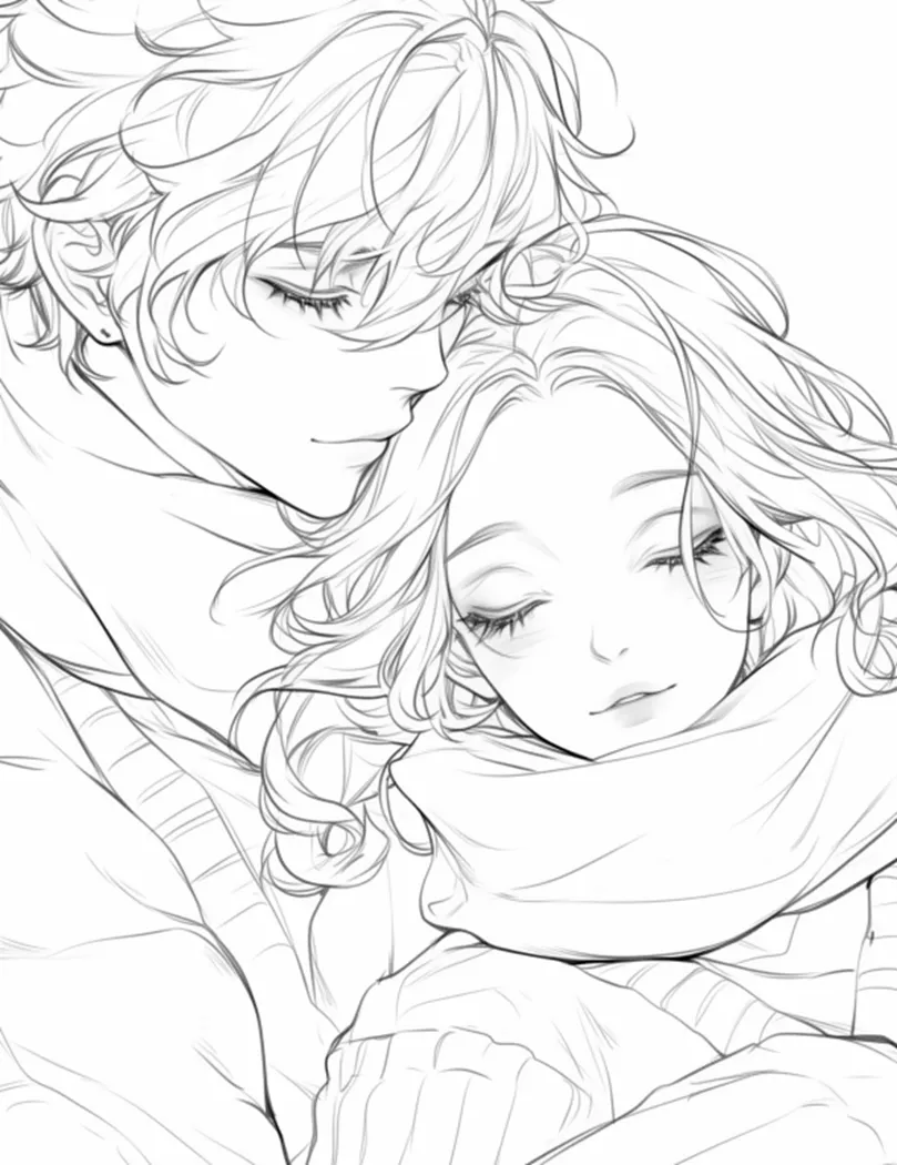 كتاب التلوين Anime Christmas Couples
